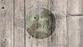 US State Indiana Seal Wooden Fence