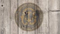 US State Rhode Island Seal Wooden Fence