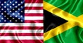 USA and Jamaica flag silk Royalty Free Stock Photo