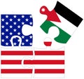 USA - Jordan : puzzle shapes with flags
