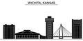 Usa, Kansas, Wichita architecture vector city skyline, travel cityscape with landmarks, buildings, isolated sights on Royalty Free Stock Photo