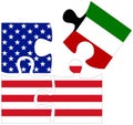 USA - Kuwait : puzzle shapes with flags