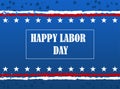 USA Labor day advertising banner template. With national colors and American stars. Blue background, red and white lines