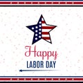 USA Labor Day greeting card with United States national flag colors. Vector illustration.