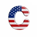 USA letter C - Capital 3d american flag font - American way of life, politics  or economics concept Royalty Free Stock Photo