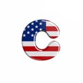 USA letter C - Small 3d american flag font - American way of life, politics  or economics concept Royalty Free Stock Photo