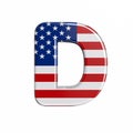 USA letter D - Capital 3d american flag font - American way of life, politics  or economics concept Royalty Free Stock Photo