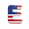 USA letter E - Capital 3d american flag font - American way of life, politics  or economics concept Royalty Free Stock Photo