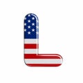 USA letter L - Capital 3d american flag font - American way of life, politics  or economics concept Royalty Free Stock Photo