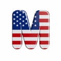 USA letter M - Capital 3d american flag font - American way of life, politics  or economics concept Royalty Free Stock Photo