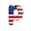 USA letter P - Lowercase 3d american flag font - American way of life, politics  or economics concept Royalty Free Stock Photo