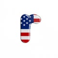 USA letter R - Small 3d american flag font - American way of life, politics  or economics concept Royalty Free Stock Photo