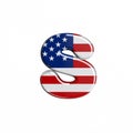 USA letter S - Lowercase 3d american flag font - American way of life, politics  or economics concept Royalty Free Stock Photo