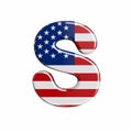 USA letter S - Uppercase 3d american flag font - American way of life, politics  or economics concept Royalty Free Stock Photo