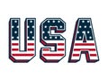 USA Lettering with United States flag. Vector Illustration. Royalty Free Stock Photo
