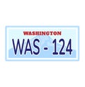 Usa license plate from american washington, old vintage auto collection element vector illustration. Vehicle automobile Royalty Free Stock Photo