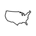 USA line map America outline icon. Vector line art USA silhouette state simple illustration Royalty Free Stock Photo