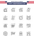 16 USA Line Pack of Independence Day Signs and Symbols of juice; alcohol; bbq; washington; sight