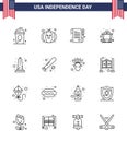 16 USA Line Signs Independence Day Celebration Symbols of usa; monument; paper; landmark; mine