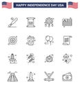 16 USA Line Signs Independence Day Celebration Symbols of star; usa; usa; flag; western