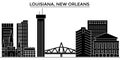 Usa, Louisiana, New Orleans architecture vector city skyline, travel cityscape with landmarks, buildings, isolated Royalty Free Stock Photo