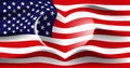 USA with love. American national flag with heart shaped waves. Background in colors of the american flag. Heart shape, vector Royalty Free Stock Photo