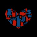 USA love. Sign heart of United States traditional folk character Royalty Free Stock Photo