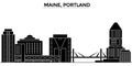 Usa, Maine, Portland architecture vector city skyline, travel cityscape with landmarks, buildings, isolated sights on