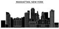 Usa, Manhattan, New York architecture vector city skyline, travel cityscape with landmarks, buildings, isolated sights Royalty Free Stock Photo