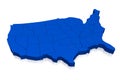 United States of America, USA blue map, white background Royalty Free Stock Photo