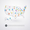 USA map abstract connection background Royalty Free Stock Photo