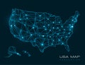 USA map abstract technology background - vector Royalty Free Stock Photo