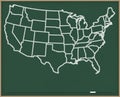 USA Map on Chalk Board
