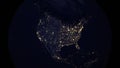 USA map city lights night