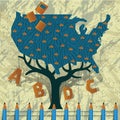 usa map and educational concept. Vector illustration decorative design Royalty Free Stock Photo