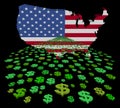 USA map flag with abstract dollars illustration Royalty Free Stock Photo