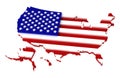 USA, map with flag, clipping path included, 3d Royalty Free Stock Photo