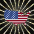 USA map flag on currency burst illustration Royalty Free Stock Photo