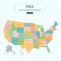 USA Map Full Color High Detail Separated all states