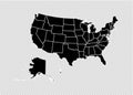 Usa map - High detailed Black map with counties/regions/states of united state of America. us map isolated on transparent