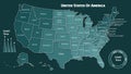 Map Infographic - USA - Blue Theme Royalty Free Stock Photo
