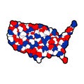 USA map made of hearts. America of love. World peace concept