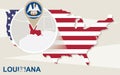 USA map with magnified Louisiana State. Louisiana flag and map Royalty Free Stock Photo