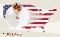 USA map with magnified Maryland State. Maryland flag and map Royalty Free Stock Photo