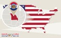 USA map with magnified Missouri State. Missouri flag and map Royalty Free Stock Photo
