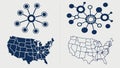 USA map and network connection icons for national data concepts. vector design Generative AI Royalty Free Stock Photo