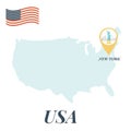 USA map with New York Pin Travel Concept Royalty Free Stock Photo