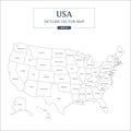 USA Map Outline High Detail Separated all states Royalty Free Stock Photo