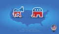 USA map with Republicans and Democrats symbol Royalty Free Stock Photo