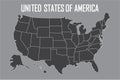 USA map with state boundaries. Blank black contour isolated on gray background. Vector illustration Royalty Free Stock Photo